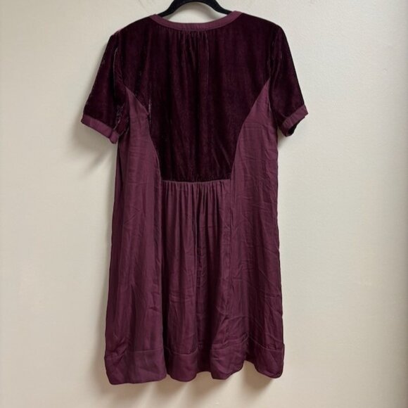 Maeve Anthropologie Ingrid Velvet Mini Dress Tunic Size L Burgundy Whimsigoth - Picture 4 of 10